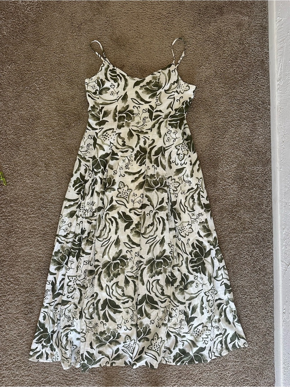MSK Olive Green and Cream Floral Maxi Dress - Picture 3 of 6